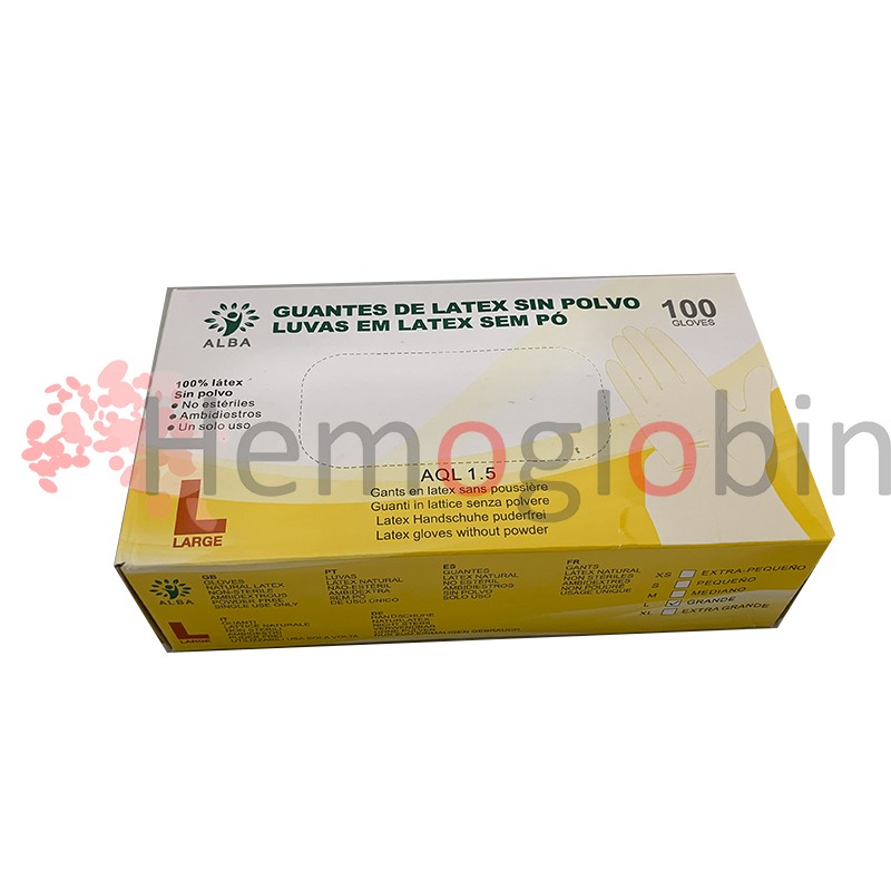 Latex Gloves, Box of 100 units - Hemoglobin